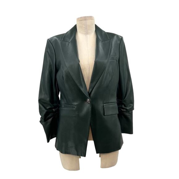 Veronica‎ Beard Hollis Faux Leather Dickey Jacket Blazer Green Size 4 *Flawed - Picture 2 of 16
